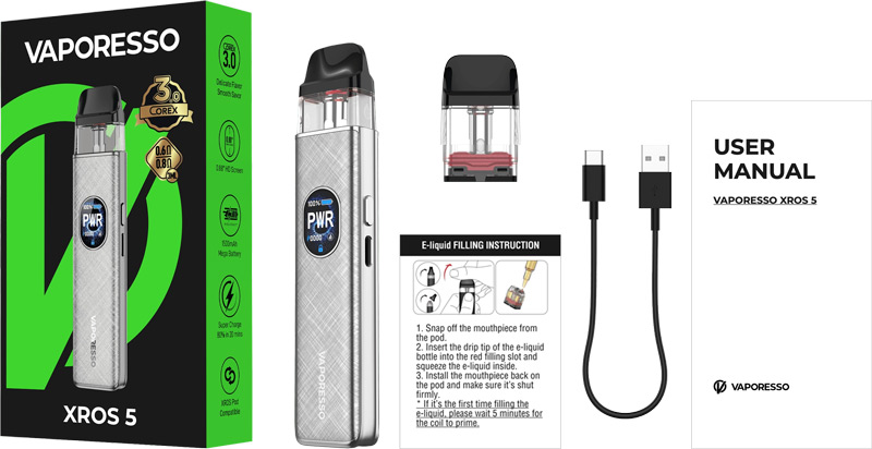 Комплектація багаторазки Vaporesso Xros 5
